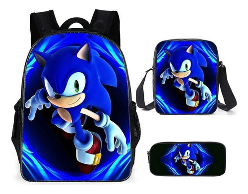 Mochila Sonic Kids Lonchera Y Bolsa Tipo Mensajero