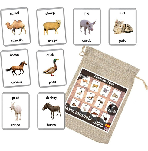 Tarjetas Flash Bilingües Lifelolo Animales De Granja 27