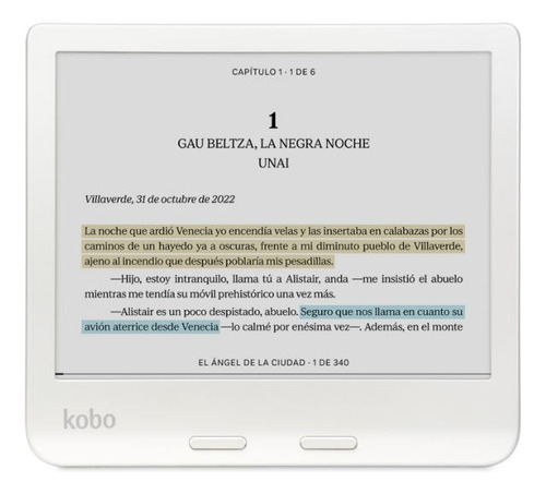 Lector E Reader Kobo Libra Colour Blanco Con Funda Azul