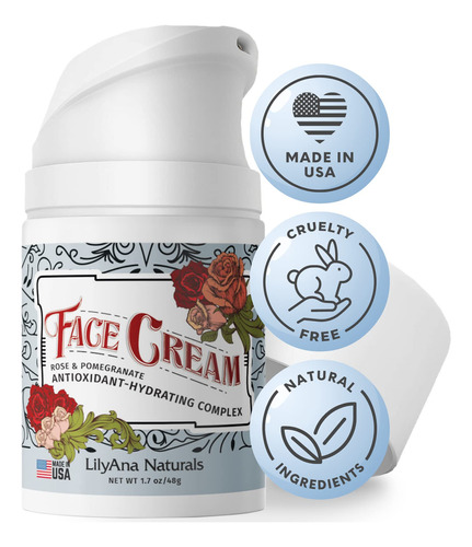 Crema Facial Humectante (1.7 Oz) Cuidado Natural De La Piel.