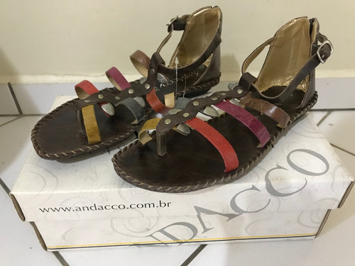 Sandália Rasteira Rasteirinha Com Zíper Andacco De Couro 35 | Mercado Livre