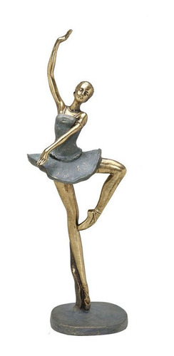 Escultura Bailarina De Pe Resina Bronze 16x12x43cm