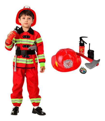 Disfraz De Bombero Para Niño Con Casco