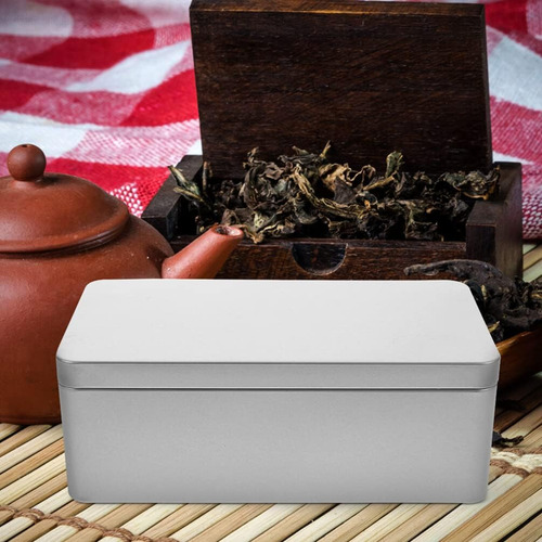 Caja De Lata De Metal Rectangular Con Tapa De Bisagra