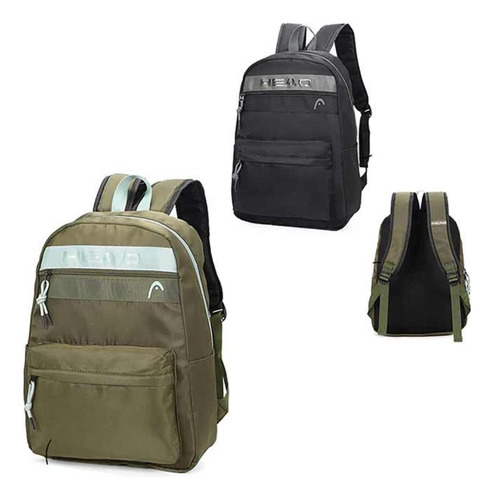 Mochila Head Porta Notebook Urbana Escolar Deportiva Color Negro Diseño De La Tela Liso
