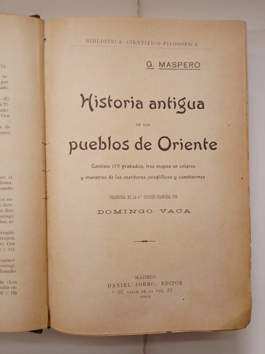 Historia Antigua De Los Pueblos De Oriente - G Maspero -1913