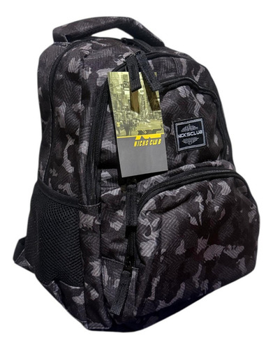 Mochila Backpack Escolar Deportiva Casual Camuflaje Gris Oscuro Estampado/ Camuflaje