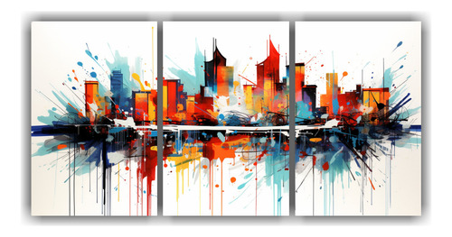 90x45cm Pintura Abstracta De La Energía De Una Ciudad