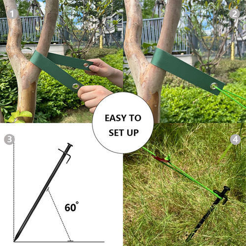 Estacas Y Soportes De Árboles Kit Estaca Negra Cuerda Verde