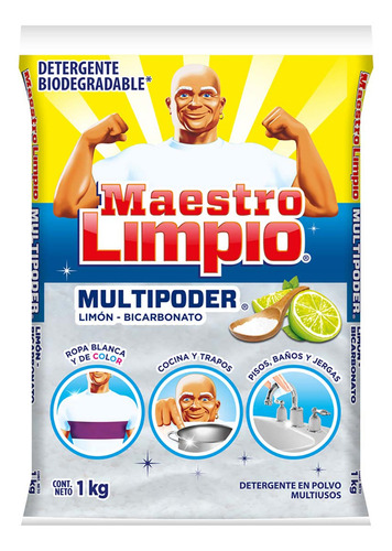 Detergente En Polvo 1 Kilo Multiusos Maestro Limpio 1 Kg
