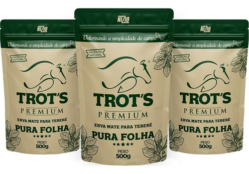 Kit 3 Erva De Tereré Trots Premium 500g Sabor Pura Folha