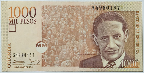 Billete 1000 Pesos 12/jun/2011 Colombia Au