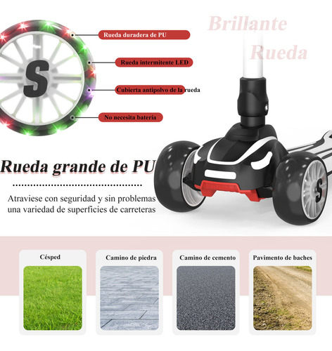 Scooter Plegable Ajustable Sejoy BALbI-008 Con Asiento Ideal Patín Del Para Niños Con 3 Ruedas Y Luces LED Color Negro