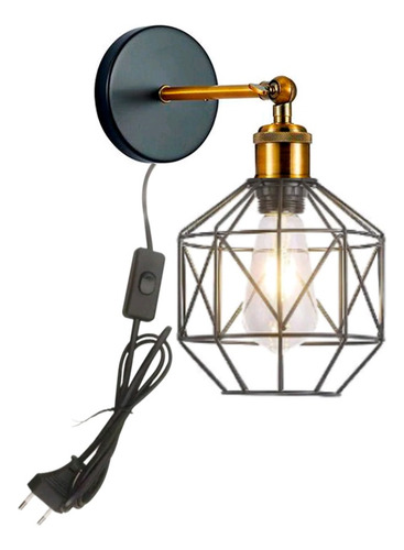 Lampara Muro Retro Enchufe Interruptor E27 Lampara Pared 
