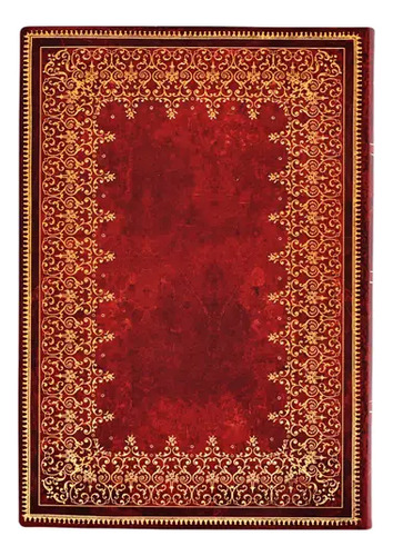 Cuaderno Paperblanks Hoja De Oro - Cuero Antiguo Midi Rayado Rojo