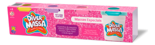 Kit 4 Massinhas De Modelar Cores Com Glitter - Divertoys