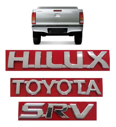 Emblema Letreiro Cromado Toyota Hilux Srv 2005 A 2015 Tampa