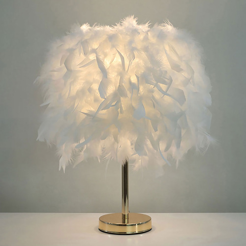 Lámpara De Mesa Led Decorativa Luz Nocturna Con Plumas