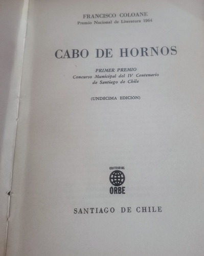 Cabo De Hornos, Libro De Francisco Coloane. Sin Tapa