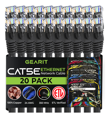 Gearit Paquete De 20 Cables De Conexion Ethernet Cat5e De 5