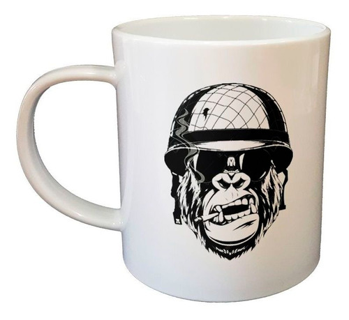 Taza De Plastico Mono Fumando Con Casco De Guerra