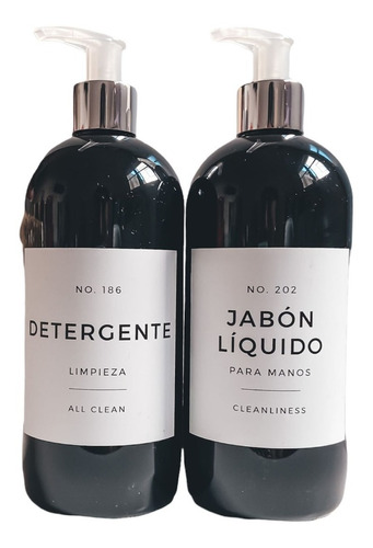 Set X2 Dispenser Plastico Negro Jabon Detergente Tiendamama