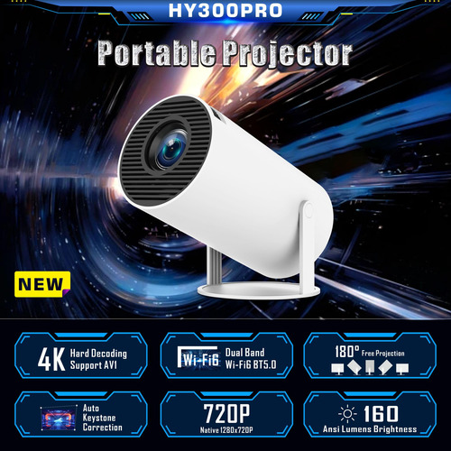 Mini Proyector Portátil 4k 1080p Full Hd Android 11 Blanco Blanco
