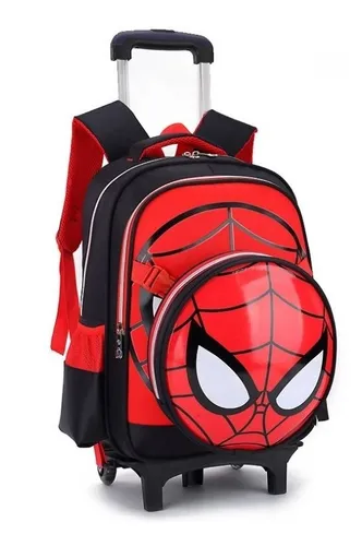 Mochila Spiderman Con Ruedas Y Lonchera De Gran Capacidad Cuotas