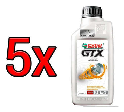 Oleo Castrol 15w40 Ci-4 Gtx Diesel Mineral 5x 3394863