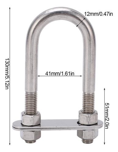 Tornillo Ajustable En Forma De Popa Marina Bow Eye U De 12 X