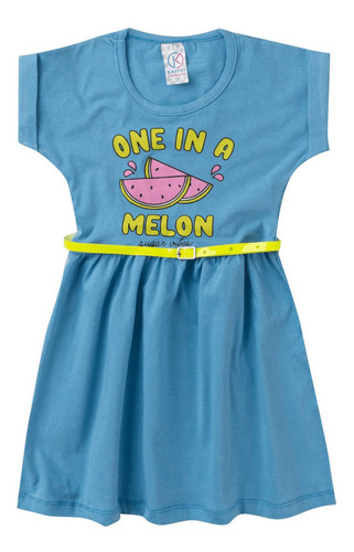 Vestido Infantil Para Menina Com Cinto Estampado Cotton