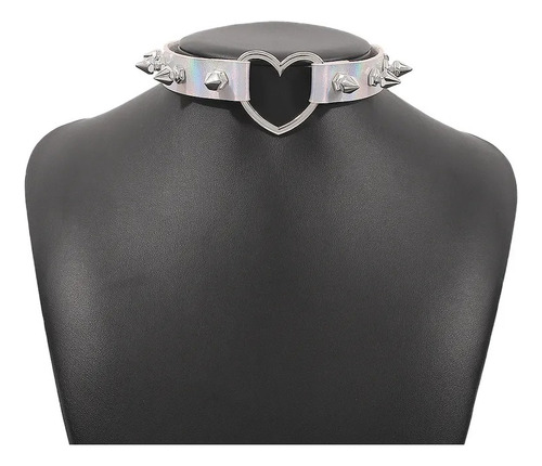 Choker Gargantilla Collar Cuero Corazon Puas Spike Aesthetic