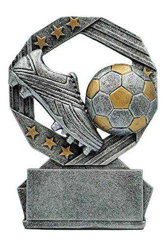 Imagen 1 de 6 de Trofeo Hexa Star De Fútbol - Premio De Fútbol - Plata Y Or