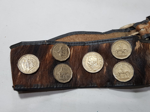 Imagen 6 de 10 de Antigua Rastra De Gaucho Monedas Metal Cuero Mag 59078