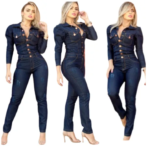 Macacão jeans feminino mercado deals livre