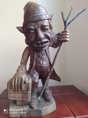Duende De La Suerte De 45 Cm Tallado En Madera