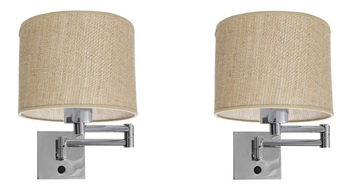 Imagen 1 de 10 de Apliques Pared 2 Veladores Modernos Pantalla Arpillera Led