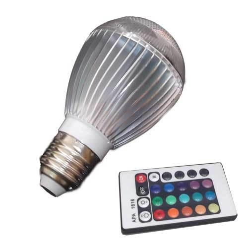 Lampada Led Rgb Colorida E27 9w Controle Remoto Com Efeitos