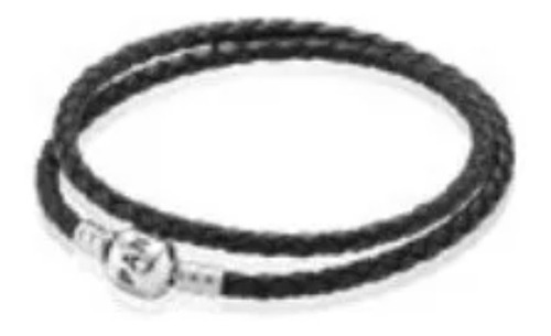 Pandora Original Pulsera De Cuero Doble Negro Trenzado S925