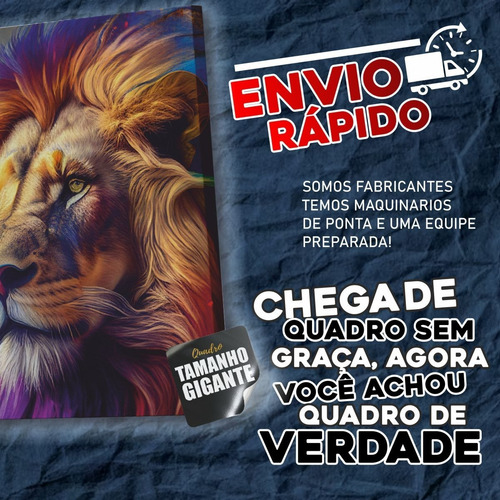 Kit 3 Quadros Seja Forte Leãozinho, Quarto Bebê 120x60cm