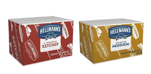 Ketchup- Mostarda  Hellmann's Caixa Com 168 Sachês De 7g 