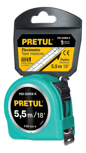 Cinta Métrica 25mm X 5,5m Pretul Escala Cm Y PuLG Flexómetro