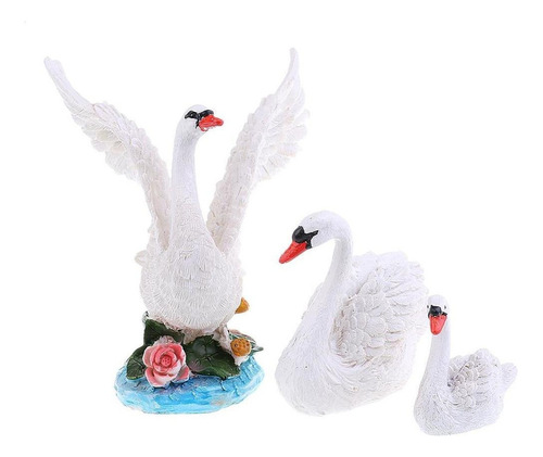 Resin Figurine Swan Family Garden Ornaments