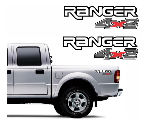 Par Adesivos Ranger 4x2 Emblema Lateral Caçamba Kit R863