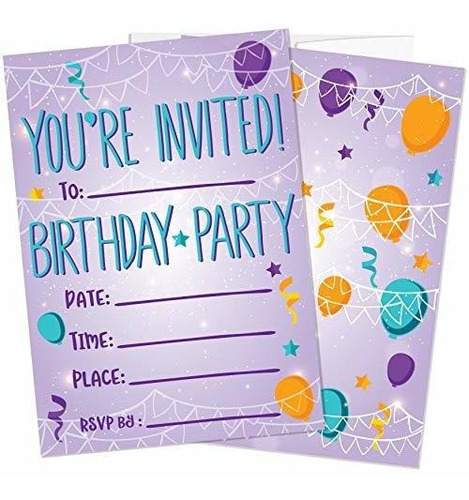 Invitaciones Fiesta Niños/ninas | 25 Tarjetas Con Sobres