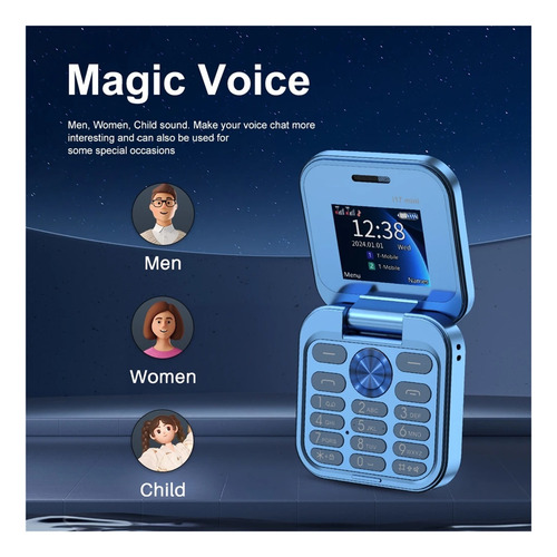 Mini Teléfono Móvil Plegable I17 Con Tarjeta Sim Dual, Reproductor De Vídeo En Red 2g, Linterna, Radio Fm, Voz Mágica, Caja Pequeña Con Tapa
