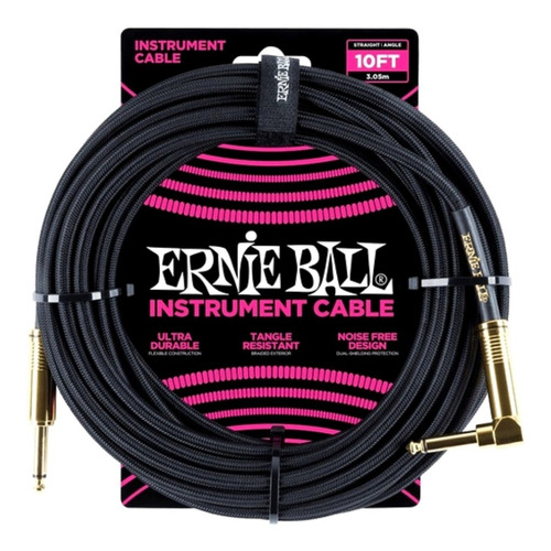 Cable Ernie Ball Para Instrumento 5,49 M Malla Tejida
