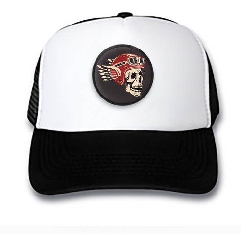 Gorra Trucker Motor Club Moto Calavera Casco Alas Mot43