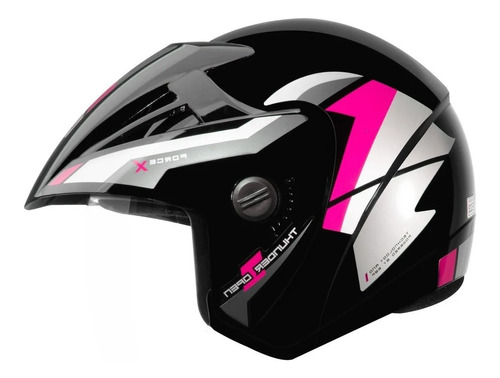 Capacete Moto Aberto Ebf Thunder Open Preto Brilho