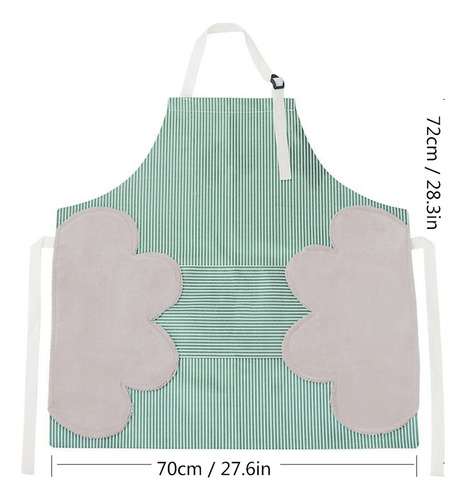 K Delantal De Cocina A Rayas, Con Bolsillo, Correa Ajustable